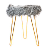 Grey Colour Faux Fur Stool