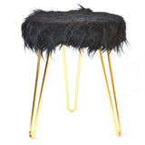 Black Colour Faux Fur Stool