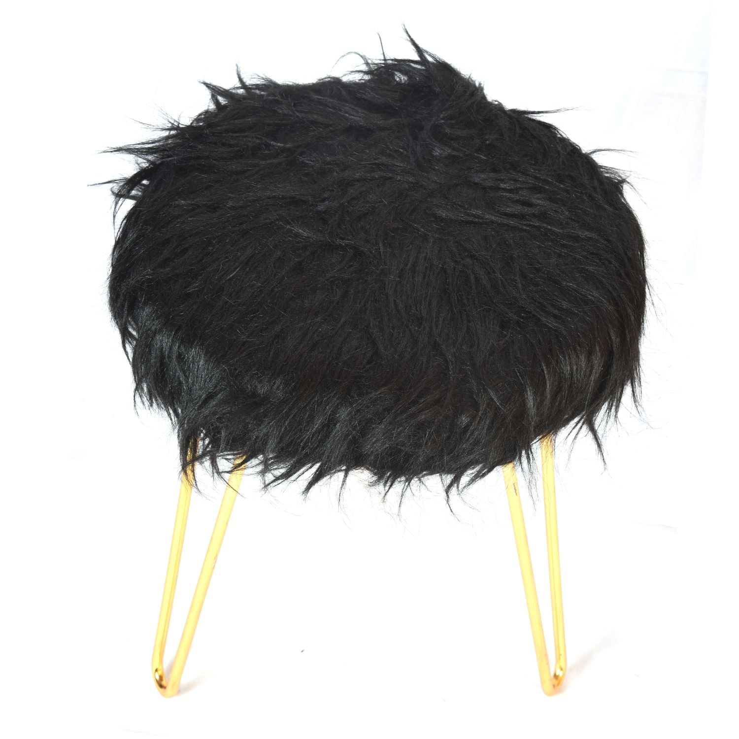 Black Colour Faux Fur Stool