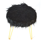 Black Colour Faux Fur Stool