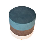 Blue Brown and White Multicolour Smooth Velvet Pouf