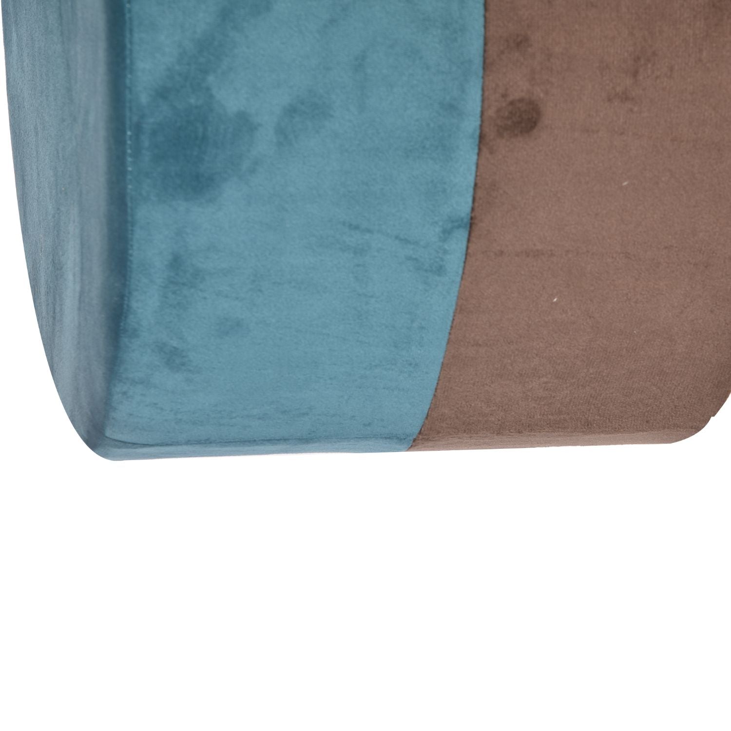 Blue Brown and White Multicolour Smooth Velvet Pouf