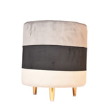 Grey Black and White Multicolour Smooth Velvet Pouf