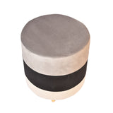 Grey Black and White Multicolour Smooth Velvet Pouf