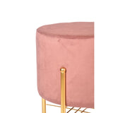 Brown Colour Smooth Metallic Base Velvet Pouf