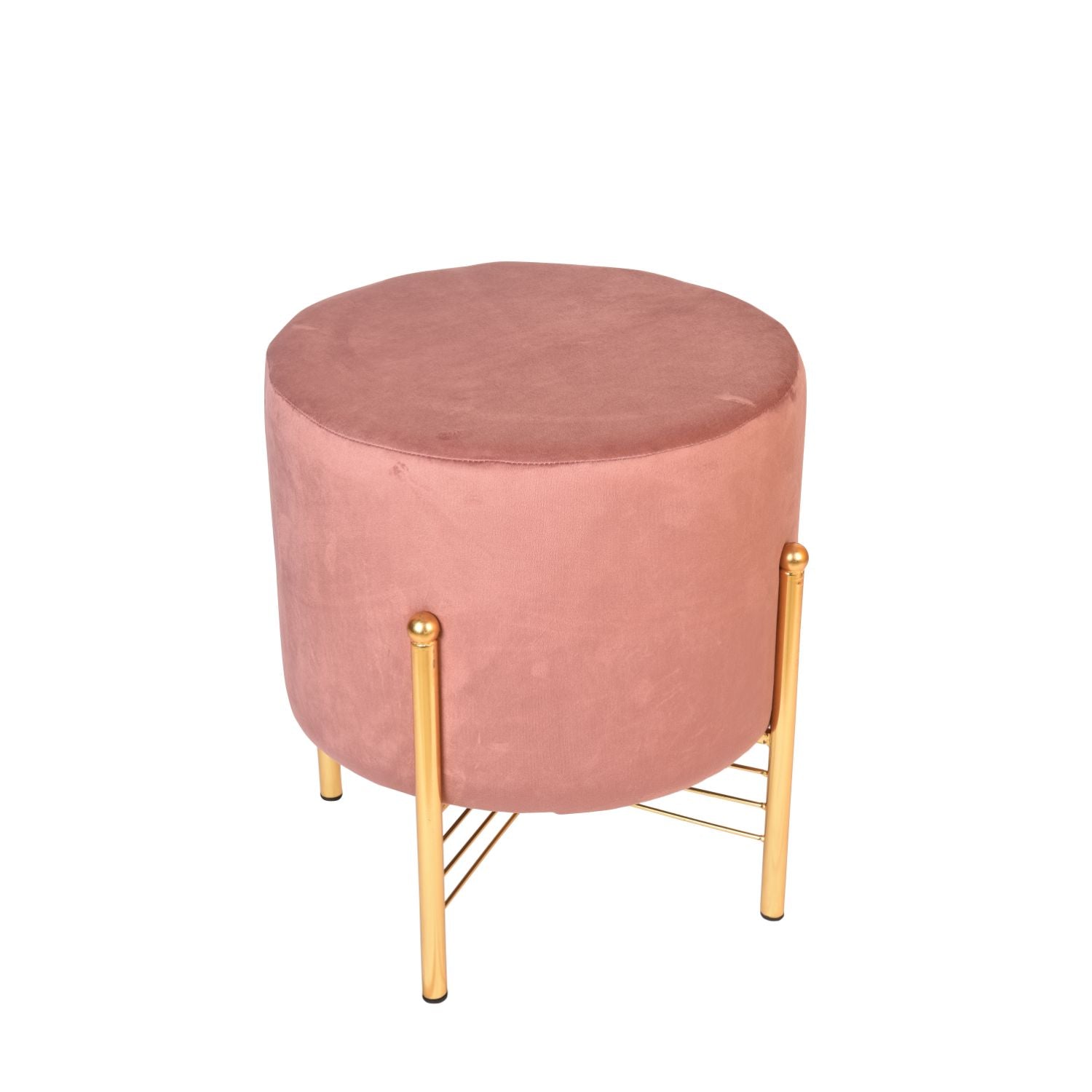 Brown Colour Smooth Metallic Base Velvet Pouf