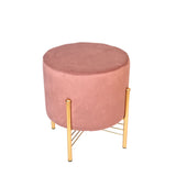 Brown Colour Smooth Metallic Base Velvet Pouf