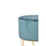 Blue Colour Smooth Metallic Base Velvet Pouf